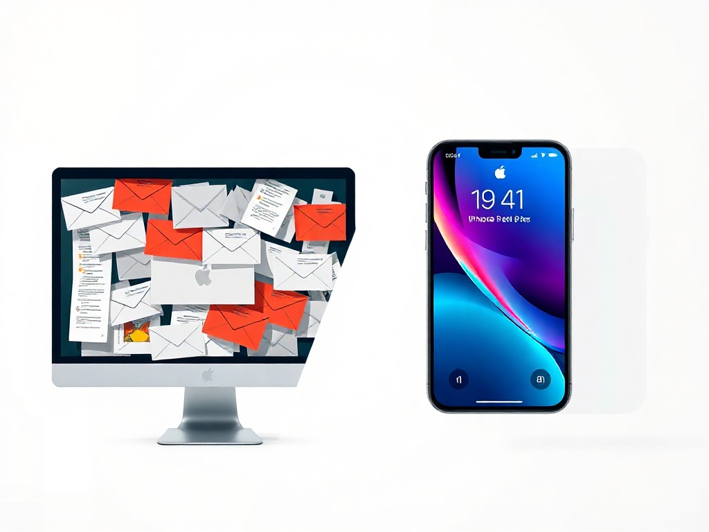 Un dirigeant de PME parisienne consulte les nouvelles fonctions d'Apple Intelligence sur son iPhone dans un bureau lumineux