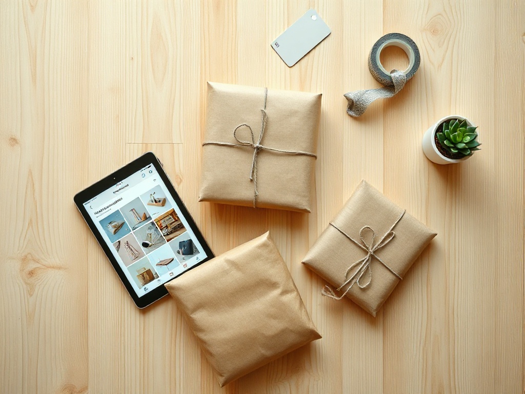 Boutique en ligne prête à expédier : colis, tablette affichant une fiche produit et carte bancaire